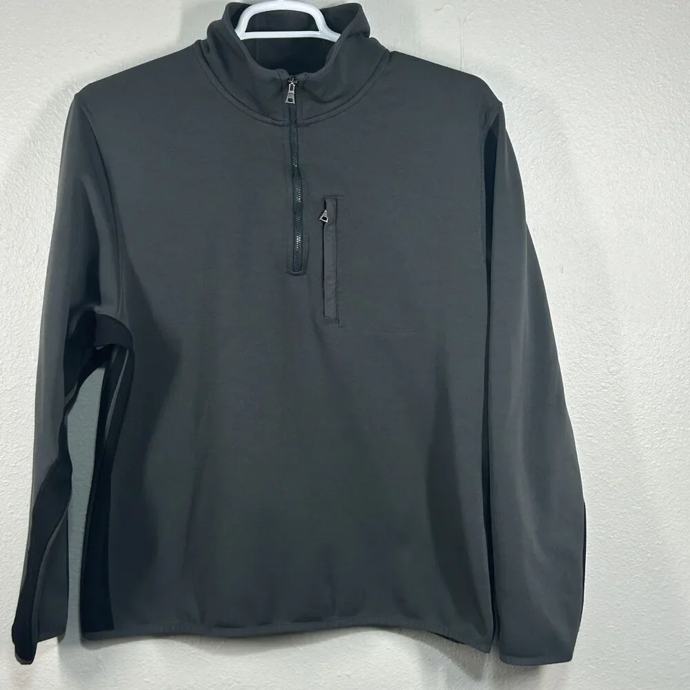 Banana Republic Pullover Mens XL Charcoal Quarter Zip Fleece Lined  Vintage